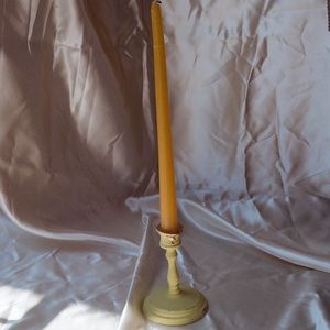 Chartreuse painted brass candle holder